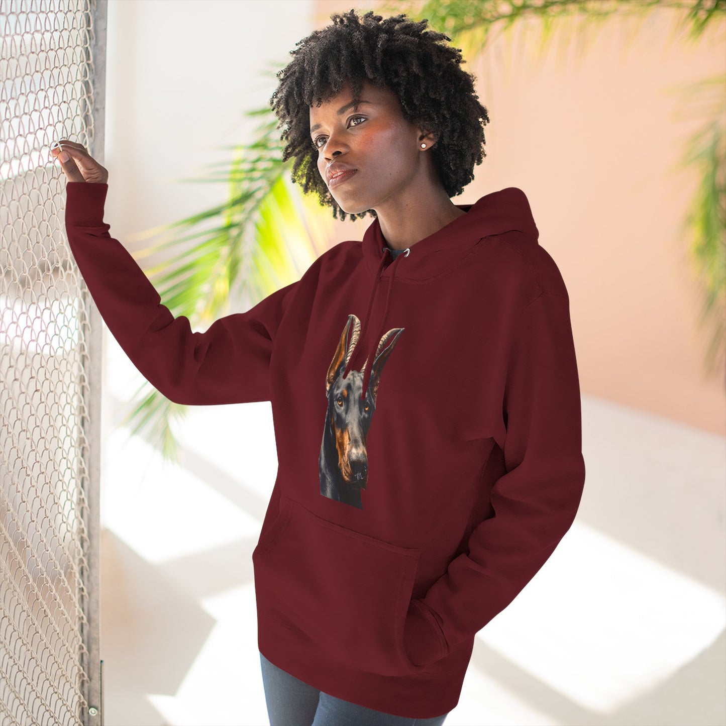 Doberman Goat 2 Fleece Hoodie