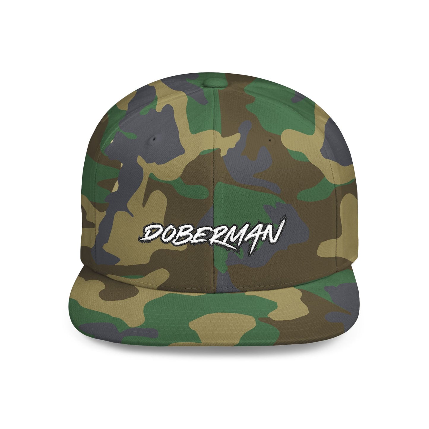 Doberman 3 Embroidered Flat Bill Snapback