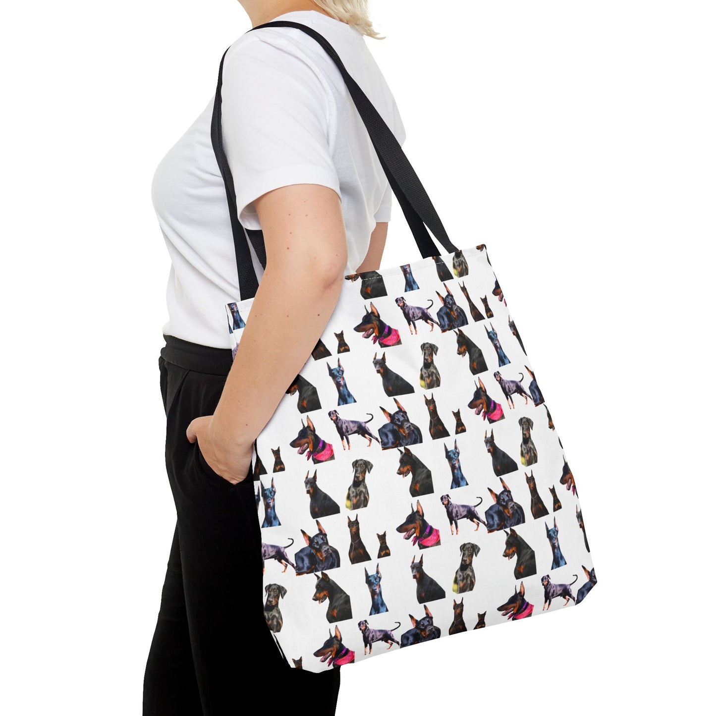 Edition 7 Doberman Model Pattern White Tote Bag