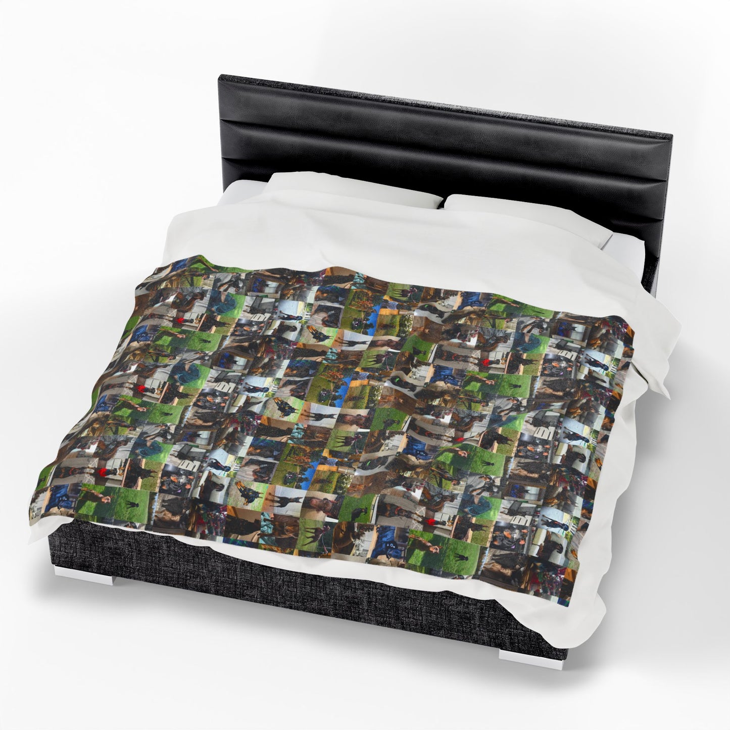 Custom Doberman Photo Collage Velveteen Plush Blanket — Memory Throw