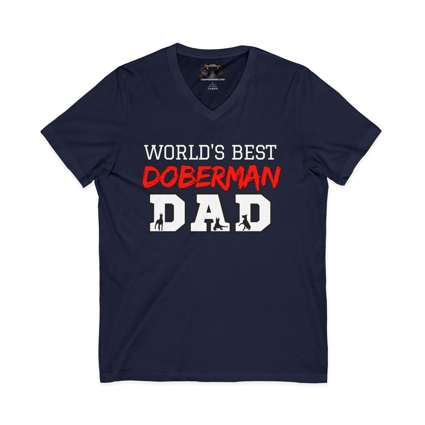 Doberman Dad S1 Private Label Unisex Jersey Short Sleeve V-Neck Tee