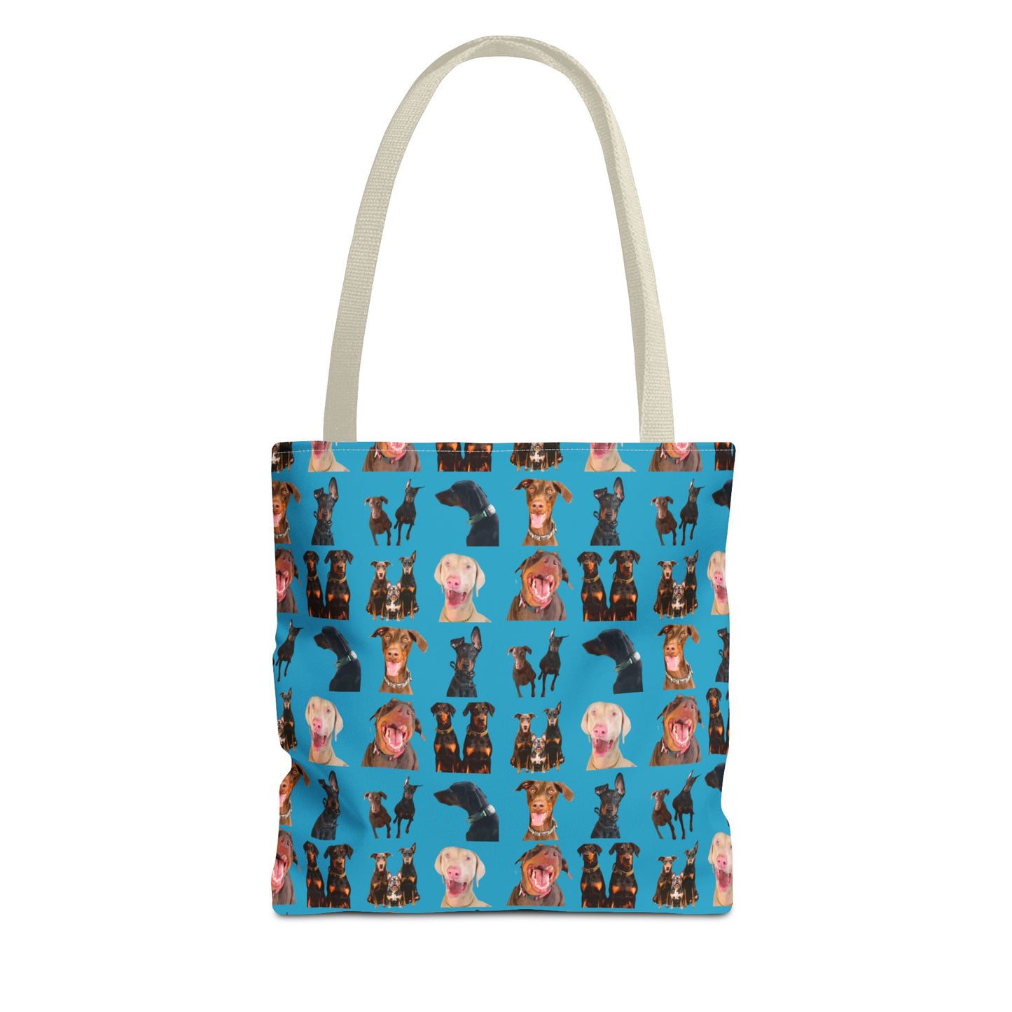 Edition 9 Doberman Model Pattern Turquoise Tote Bag