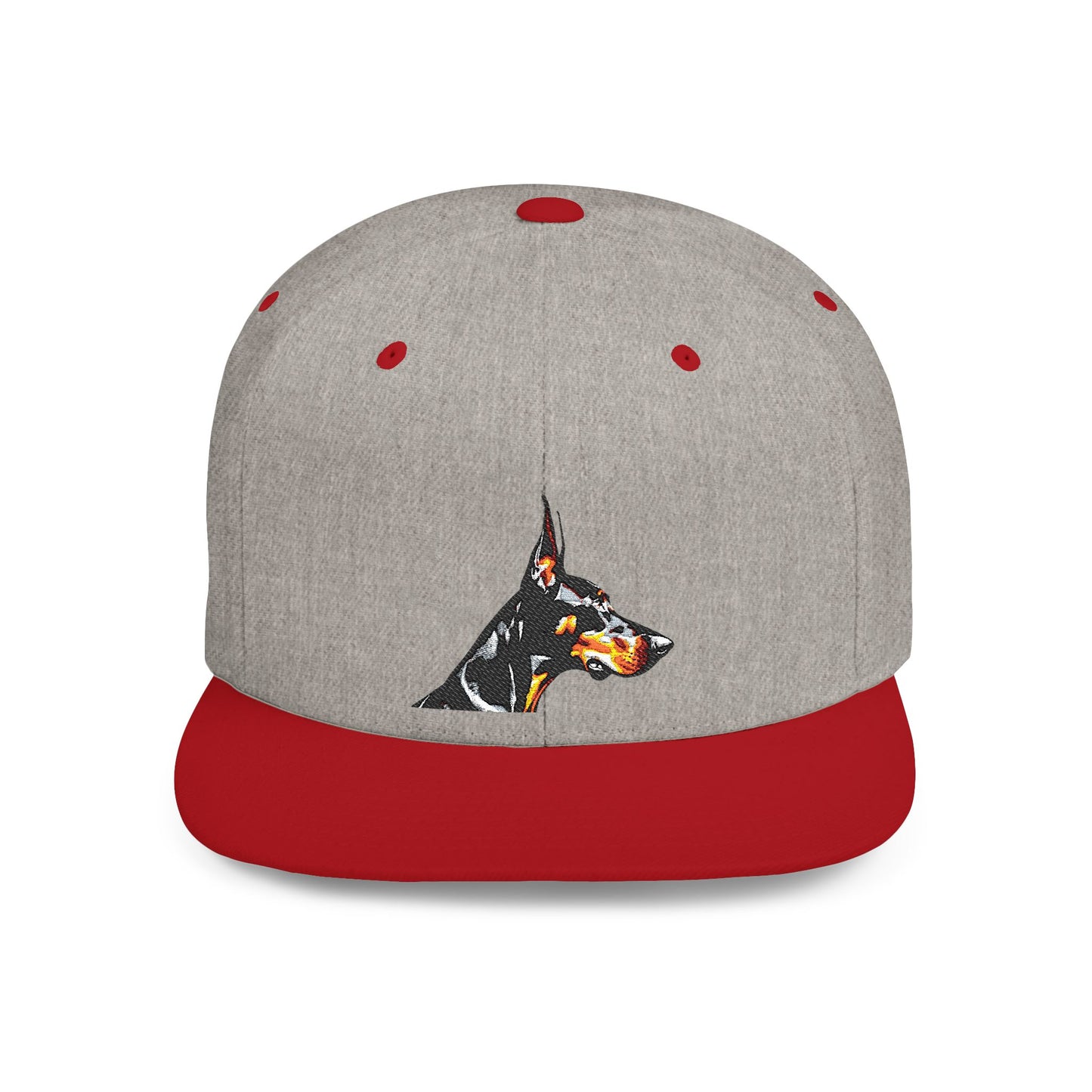 Doberman 5 Embroidered Flat Bill Snapback