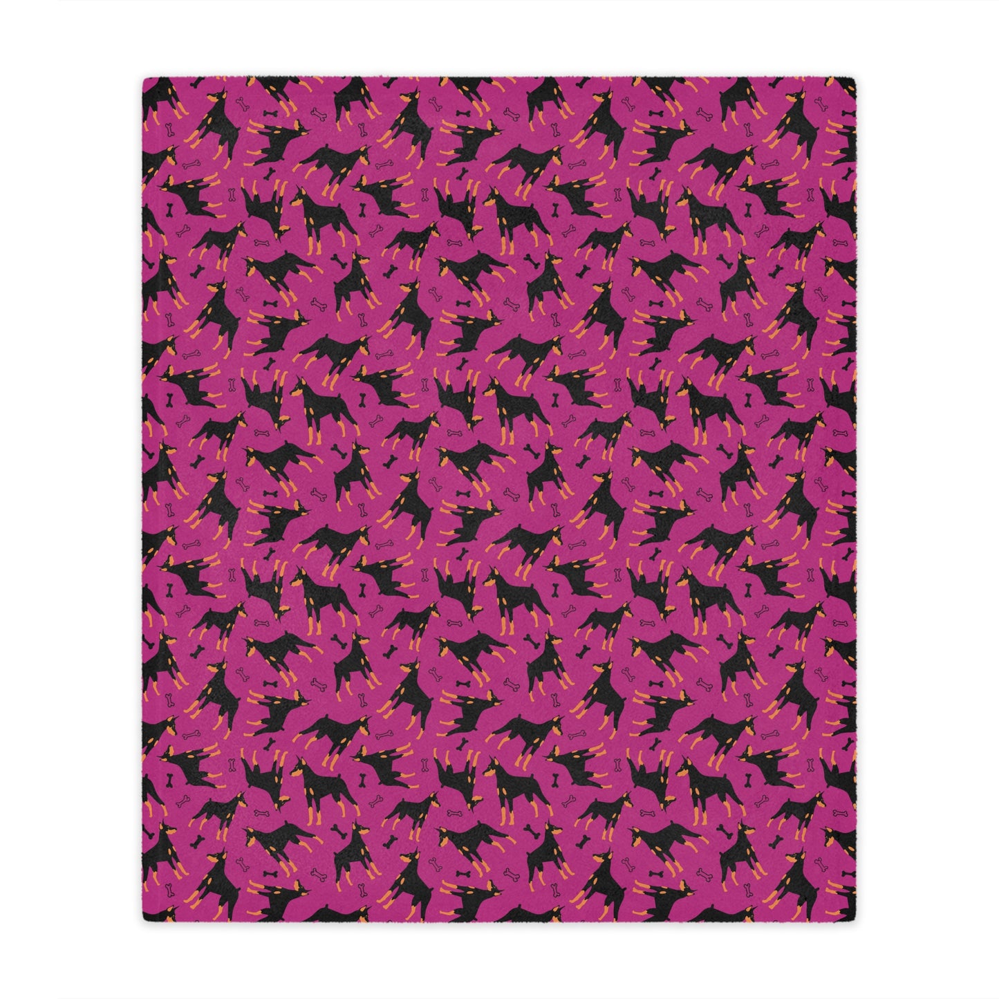 Pink AOP Dobie 1 Minky Blanket, Soft Throw Blanket, Warm Plush Blanket