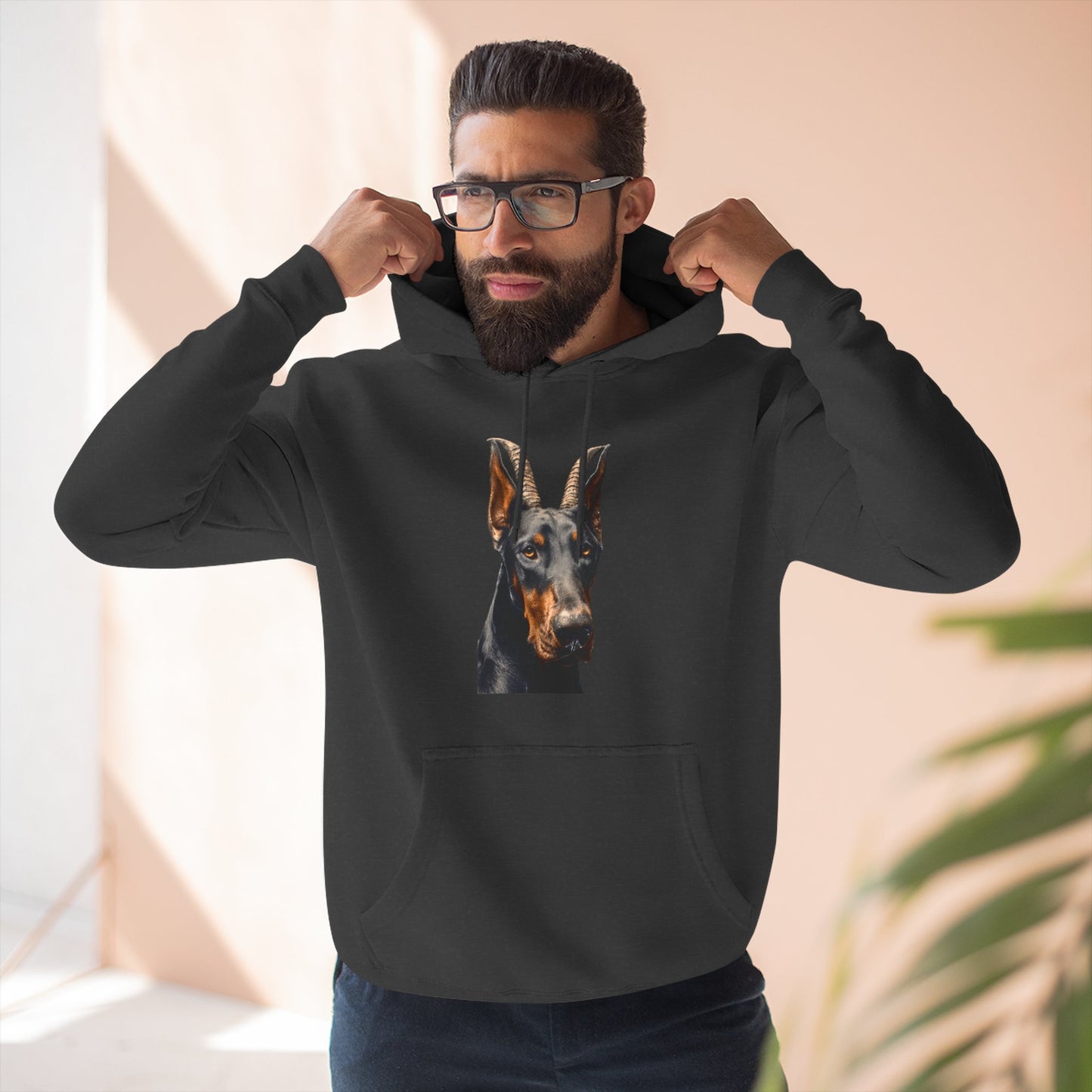 Doberman Goat 2 Fleece Hoodie