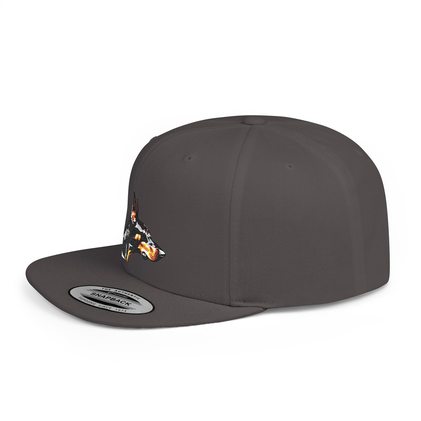 Doberman 5 Embroidered Flat Bill Snapback