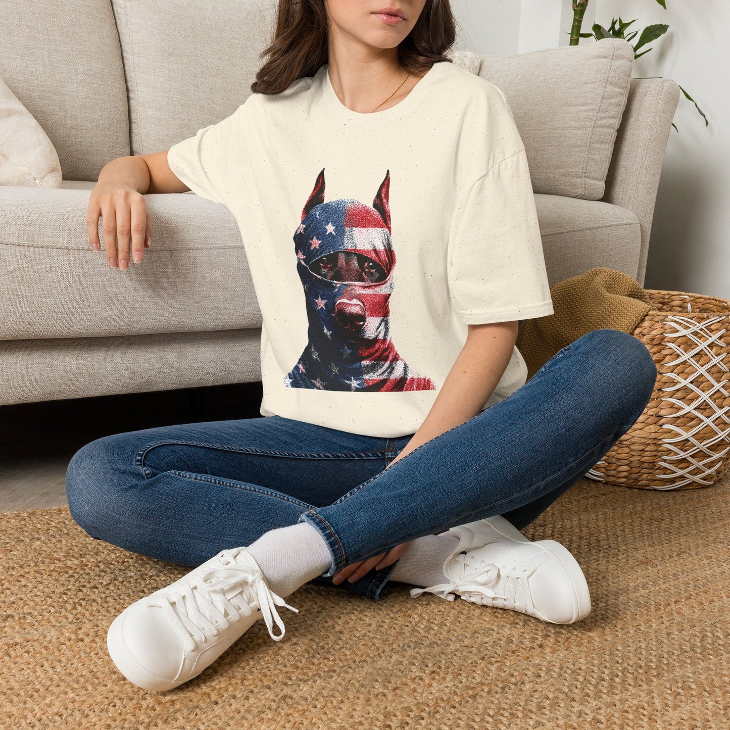 Doberman 2 Portrait T‑Shirt