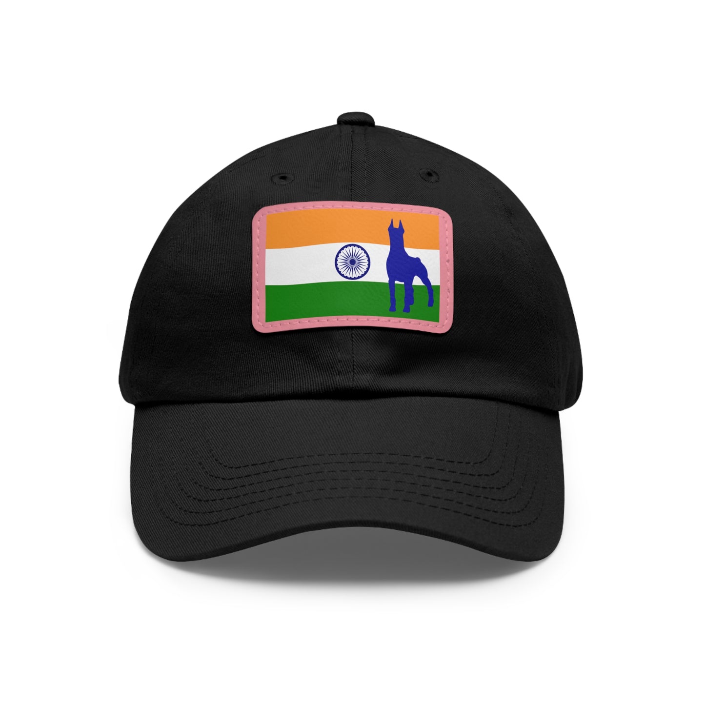 Doberman India Protect 1 Dad Hat with Leather Patch (Rectangle)