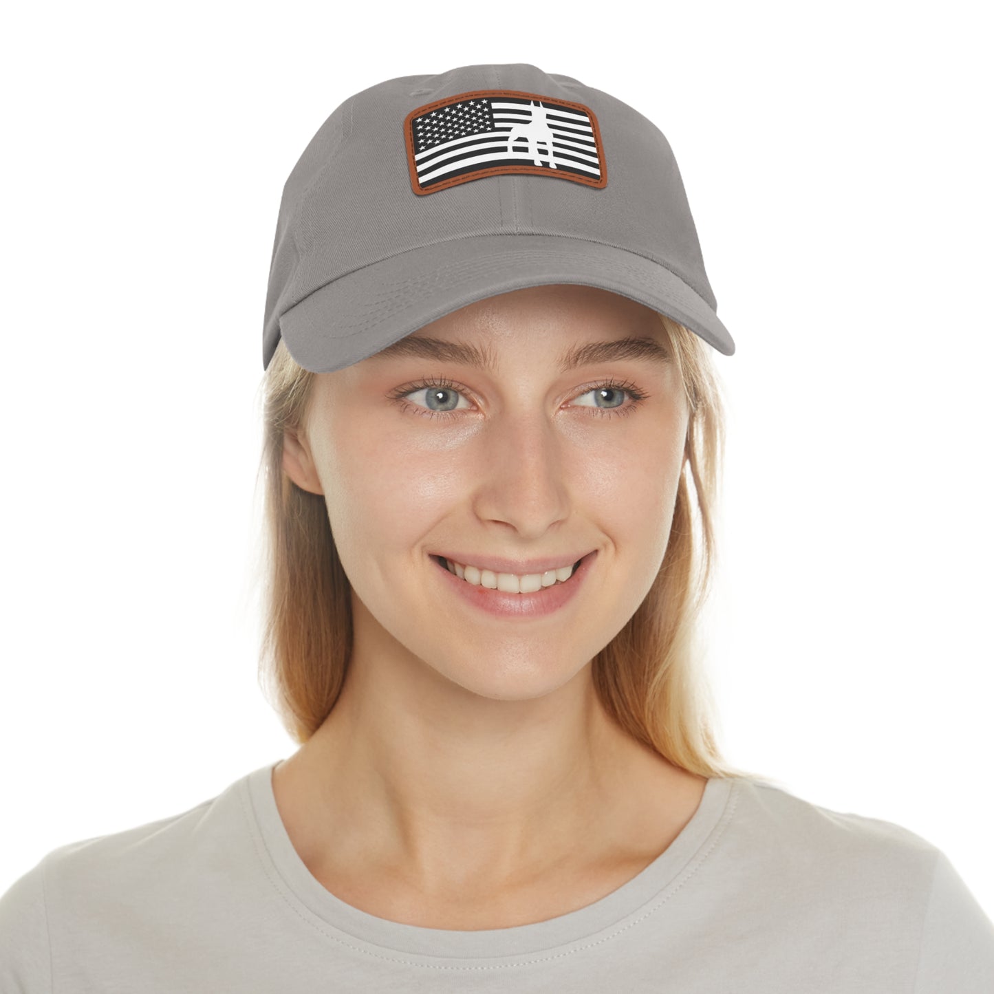 Doberman Protect 1 Dad Hat with Leather Patch (Rectangle)