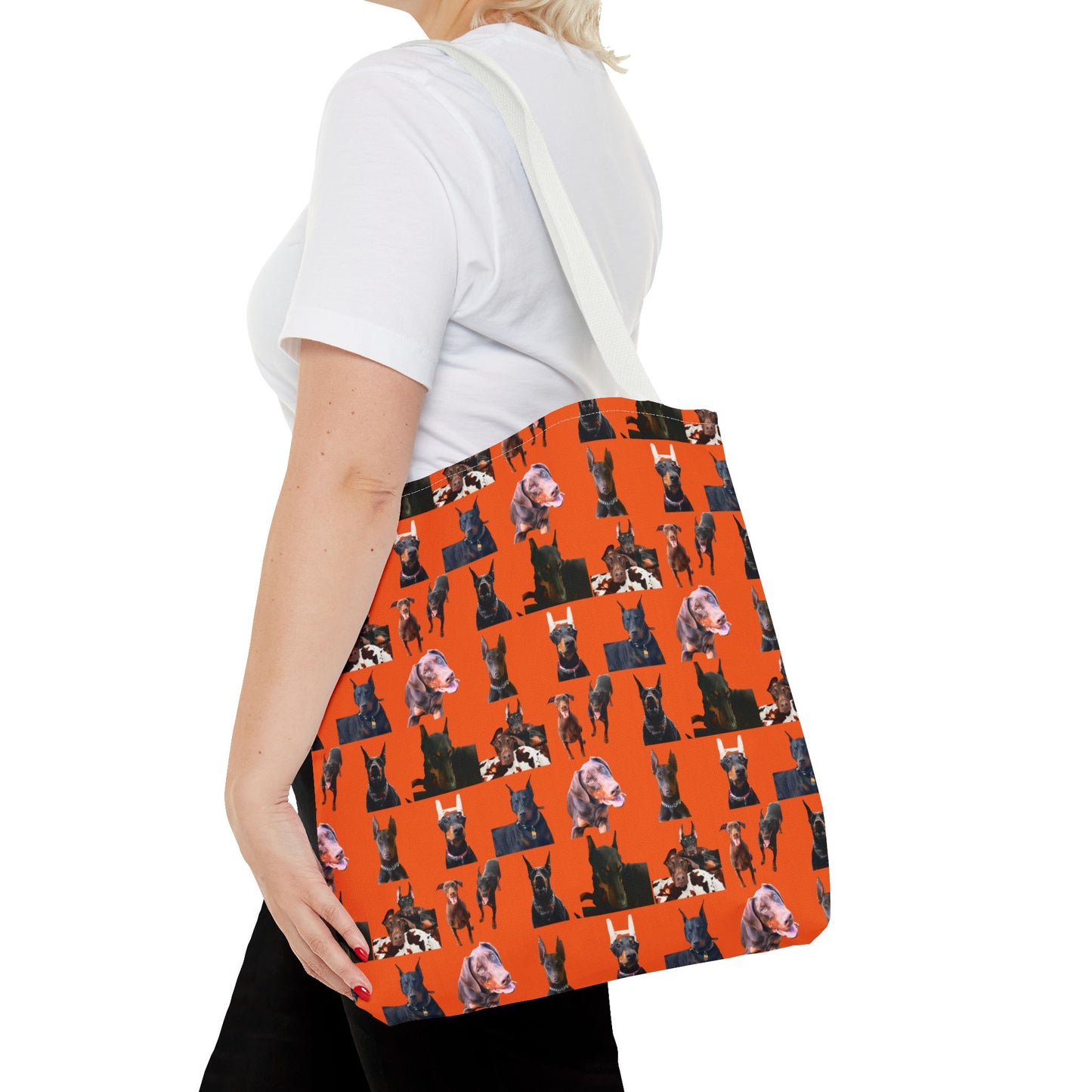 Edition 10 Doberman Model Pattern Orange Tote Bag