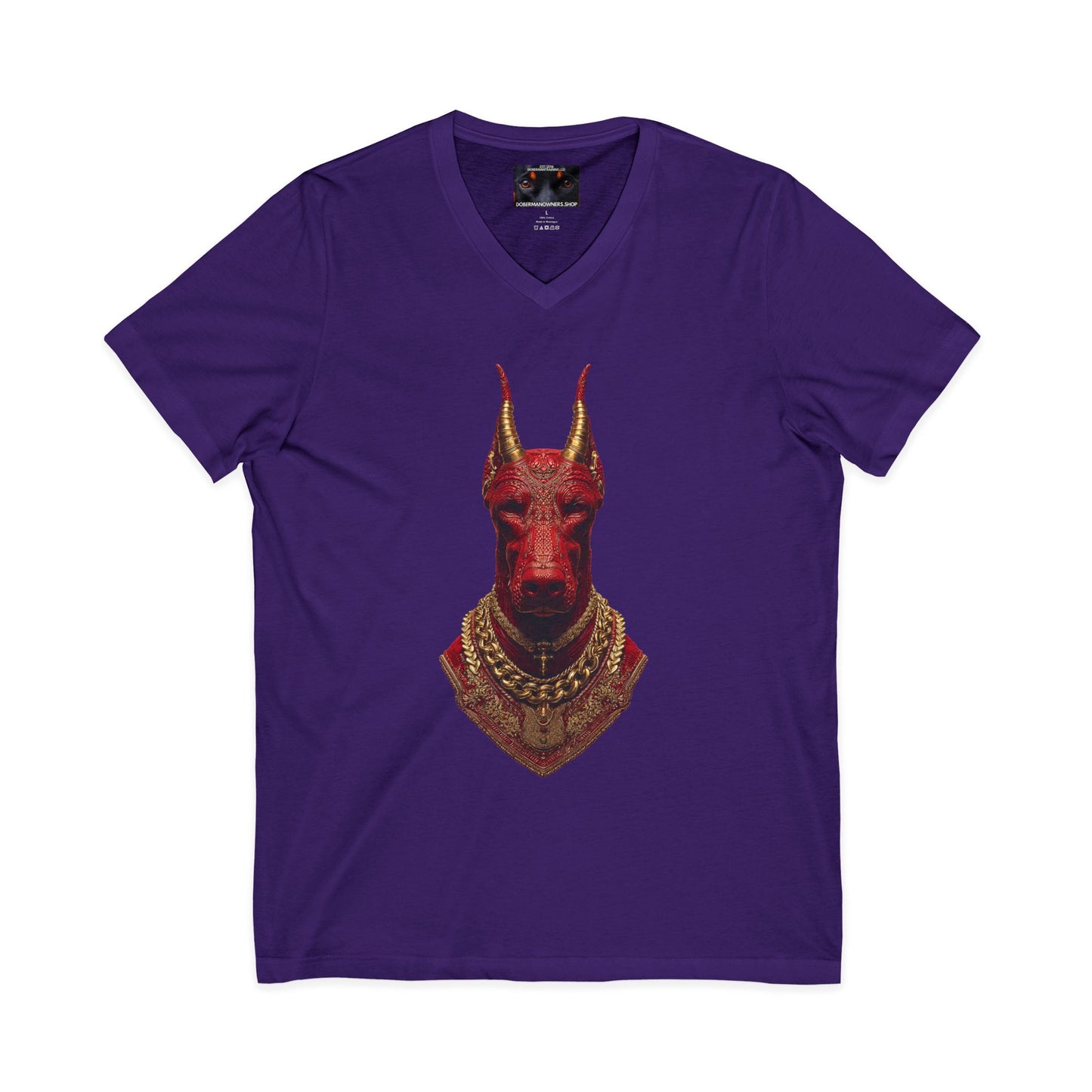 Doberman Goat 3 Private Label Unisex Jersey Short Sleeve V-Neck Tee