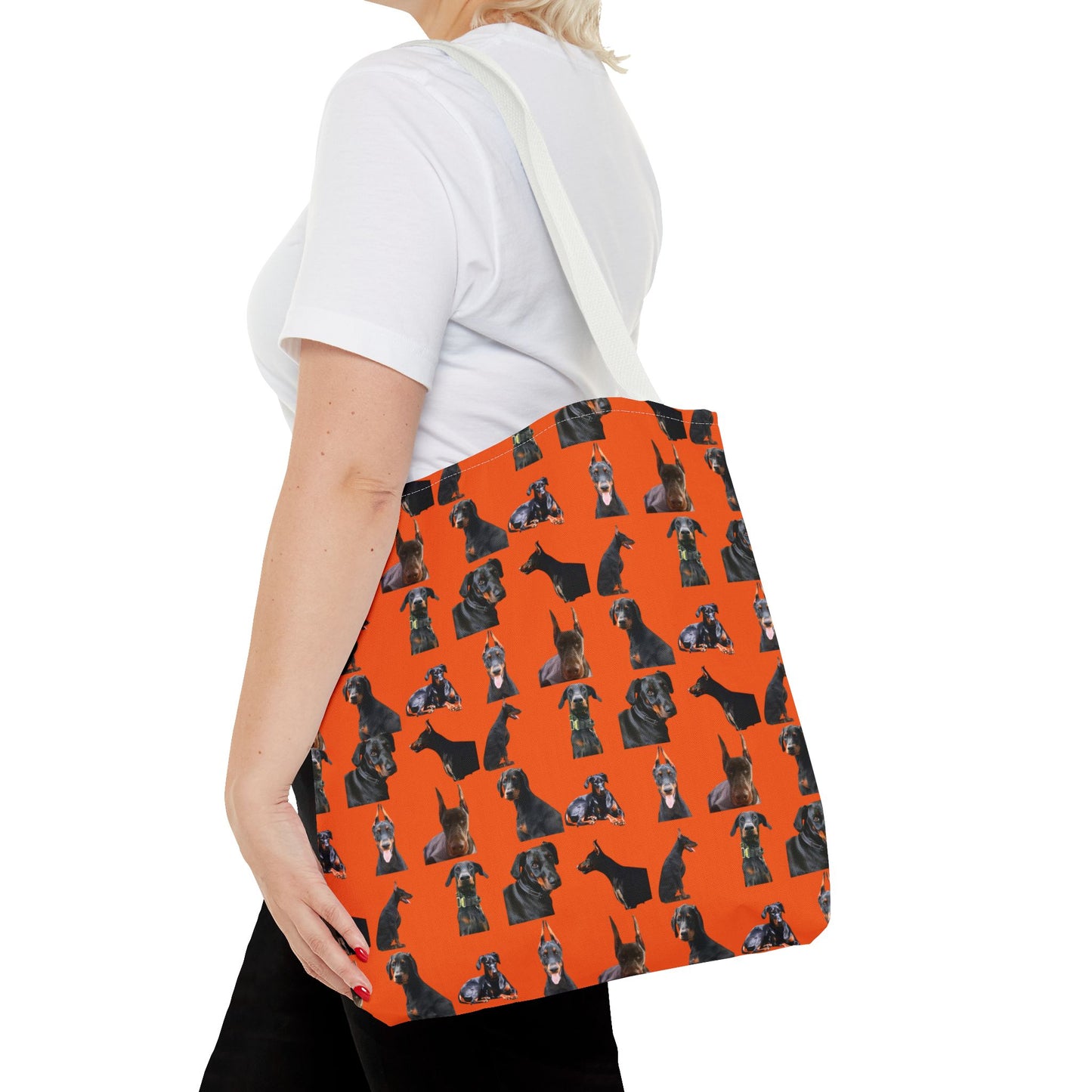 Edition 6 Doberman Model Pattern Orange Tote Bag