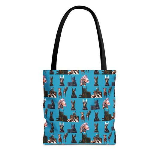 Edition 10 Doberman Model Pattern Turquoise Tote Bag