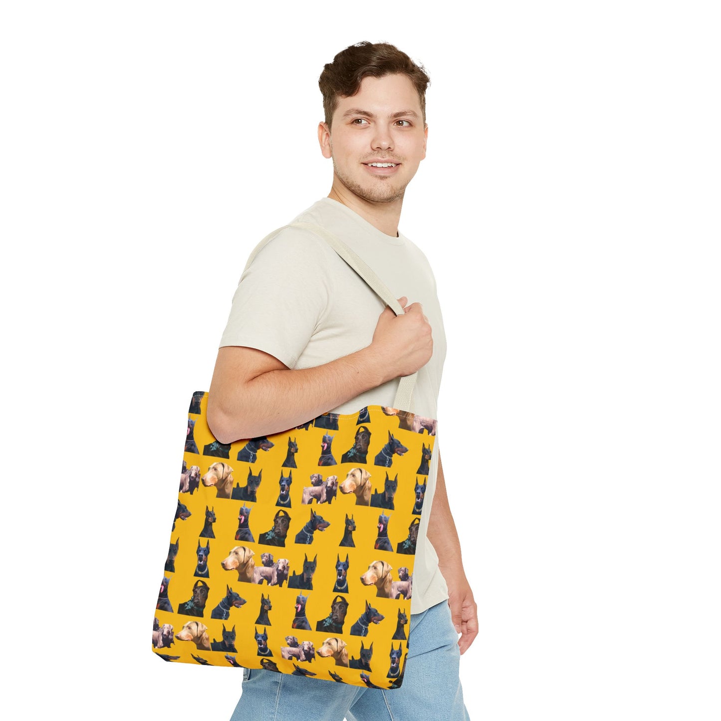 Edition 8 Doberman Model Pattern Yellow Tote Bag