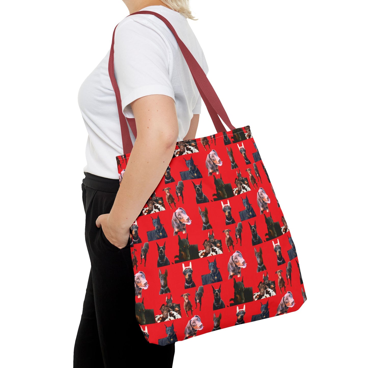 Edition 10 Doberman Model Pattern Red Tote Bag
