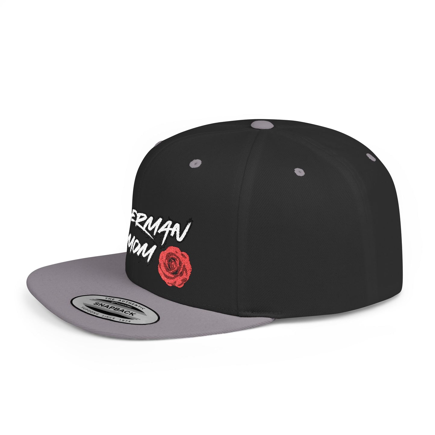 Mom 1 Embroidered Flat Bill Snapback