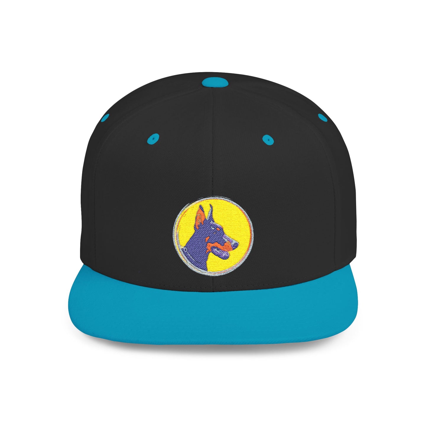 Doberman 3 Embroidered Flat Bill Snapback