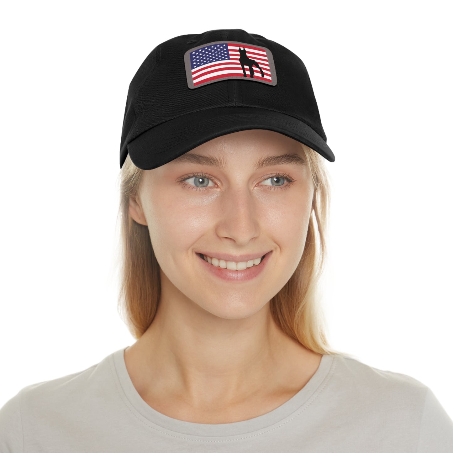 Doberman Protect USA 2 Dad Hat with Leather Patch (Rectangle)
