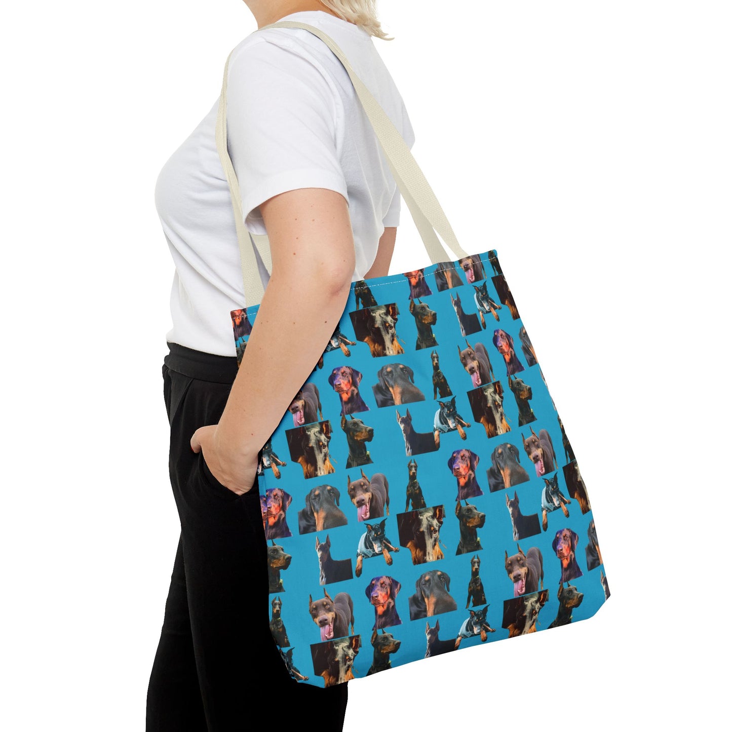 Edition 3 Doberman Model Pattern Turquoise Tote Bag