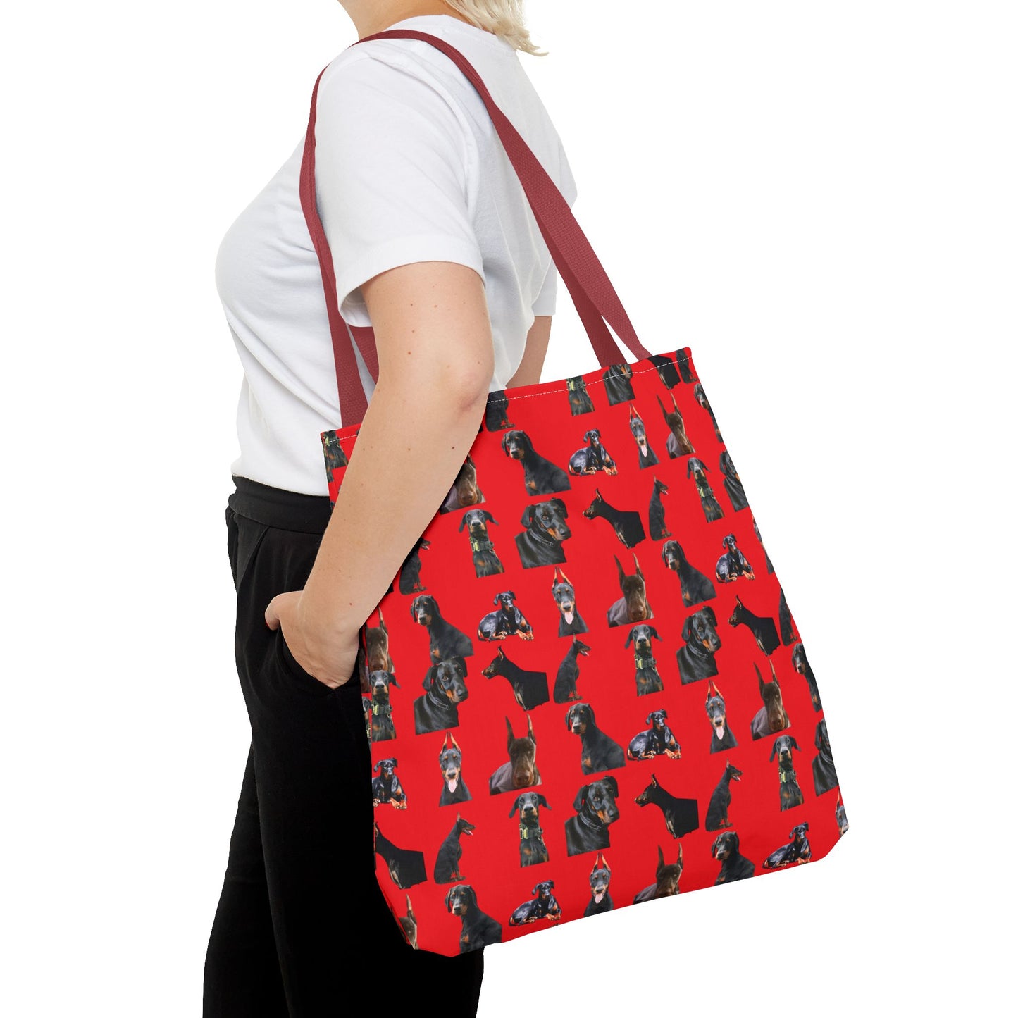 Edition 6 Doberman Model Pattern Red Tote Bag