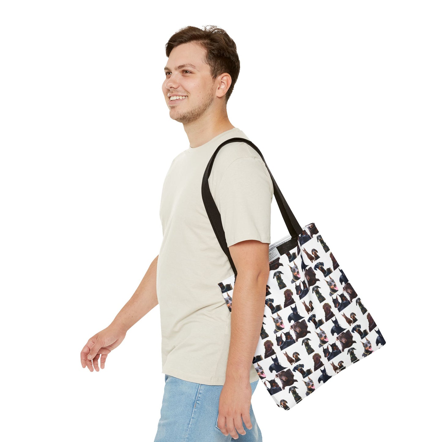 Edition 5 Doberman Model Pattern White Tote Bag