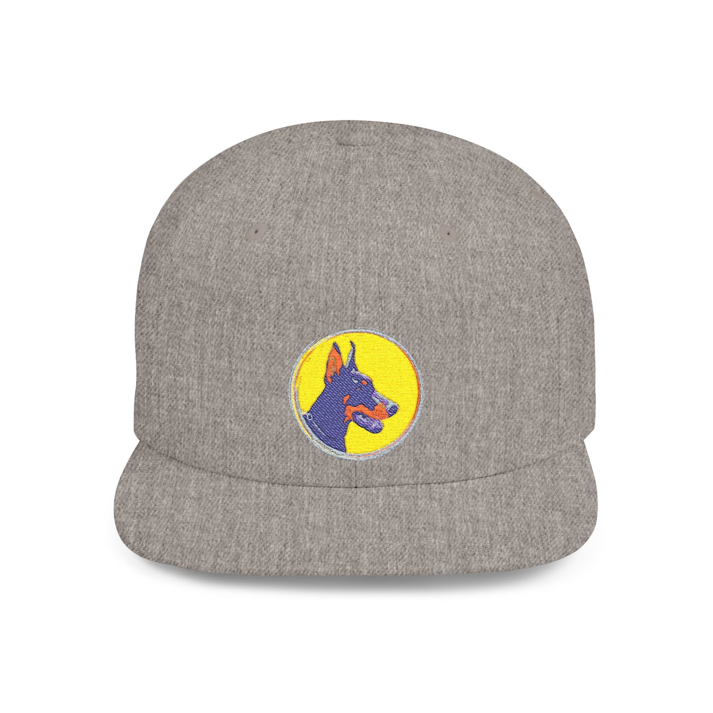 Doberman 3 Embroidered Flat Bill Snapback