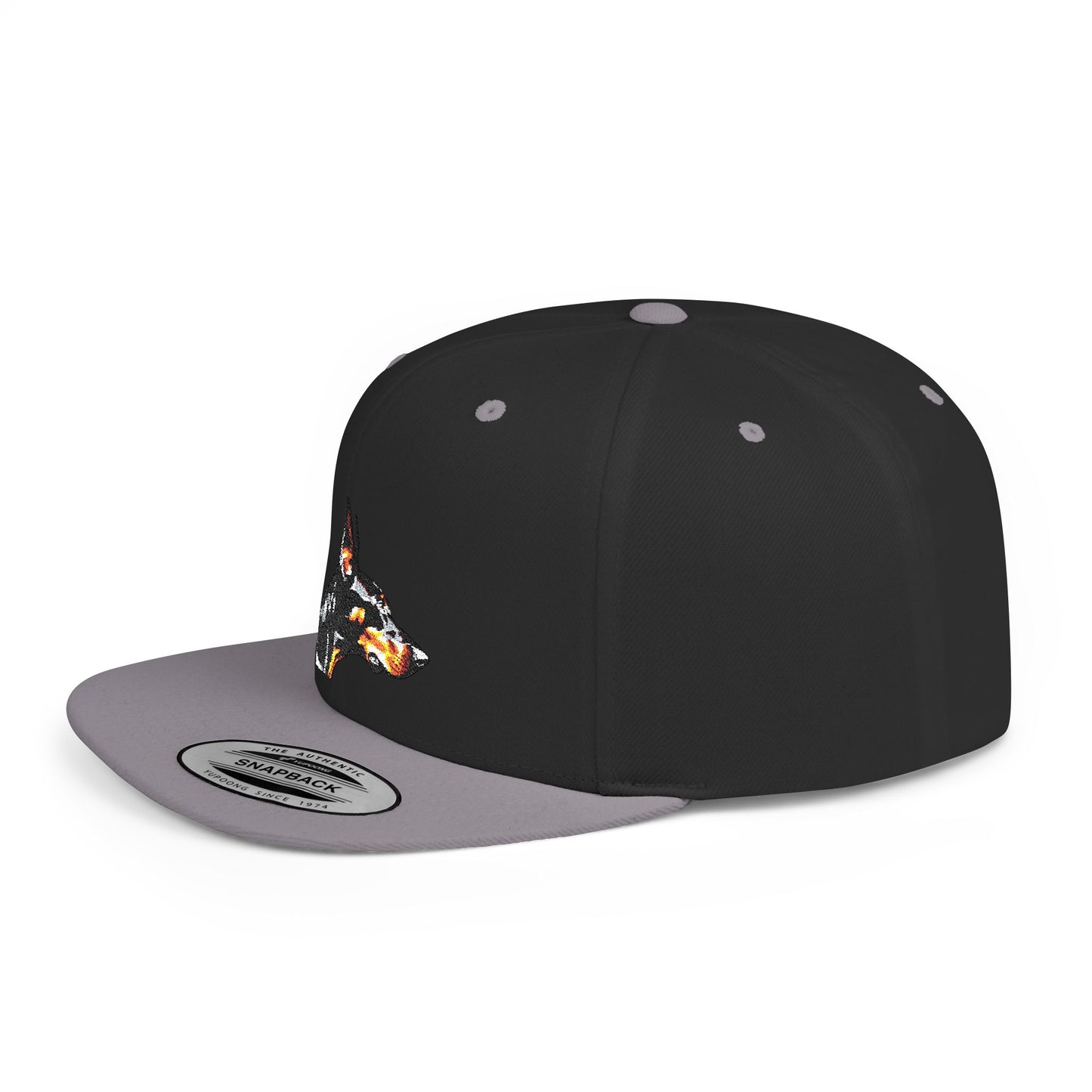 Doberman 5 Embroidered Flat Bill Snapback