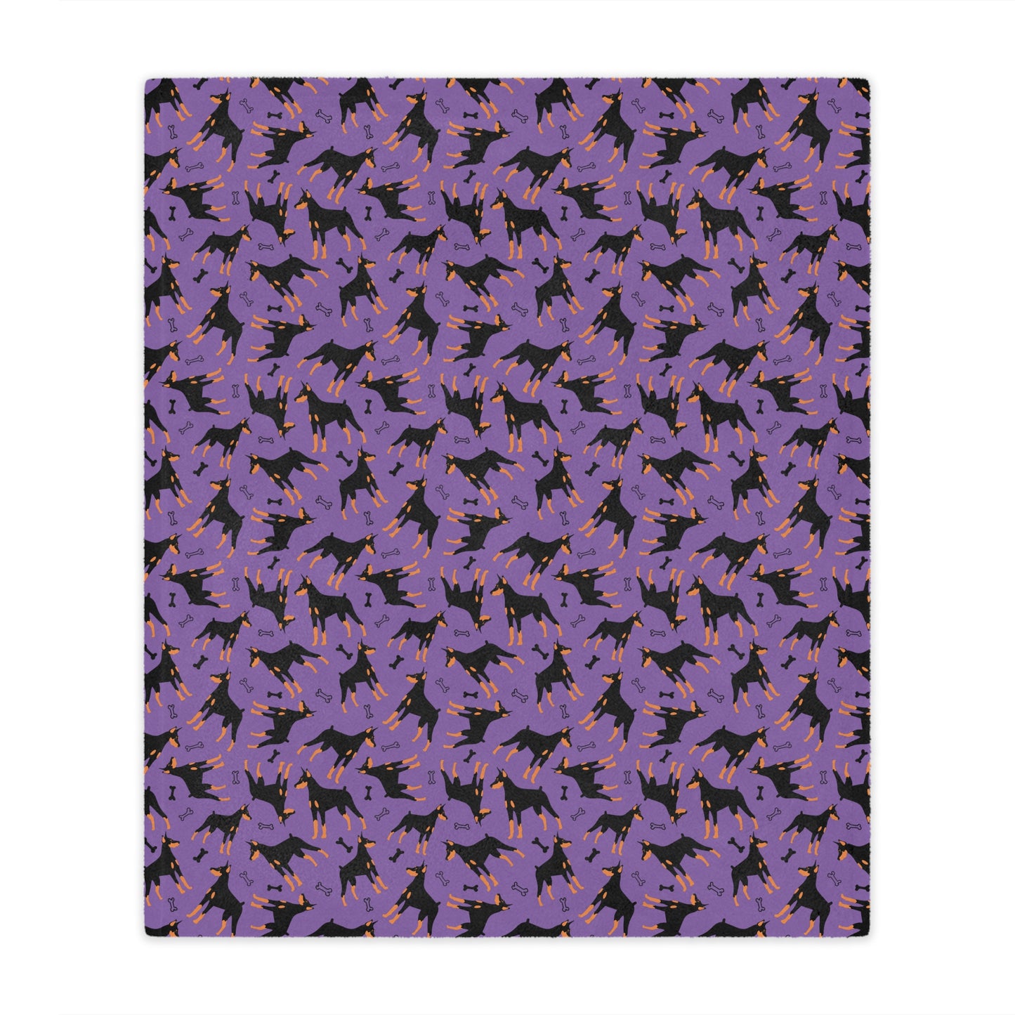 Purple AOP Dobie 1 Minky Blanket, Soft Throw Blanket, Warm Plush Blanket