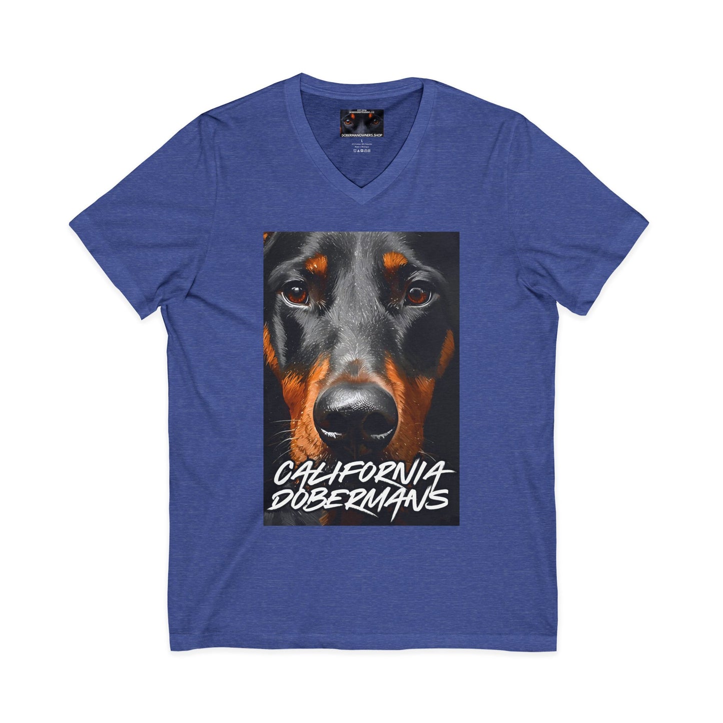 Doberman California 1 Private Label Unisex Jersey Short Sleeve V-Neck Tee