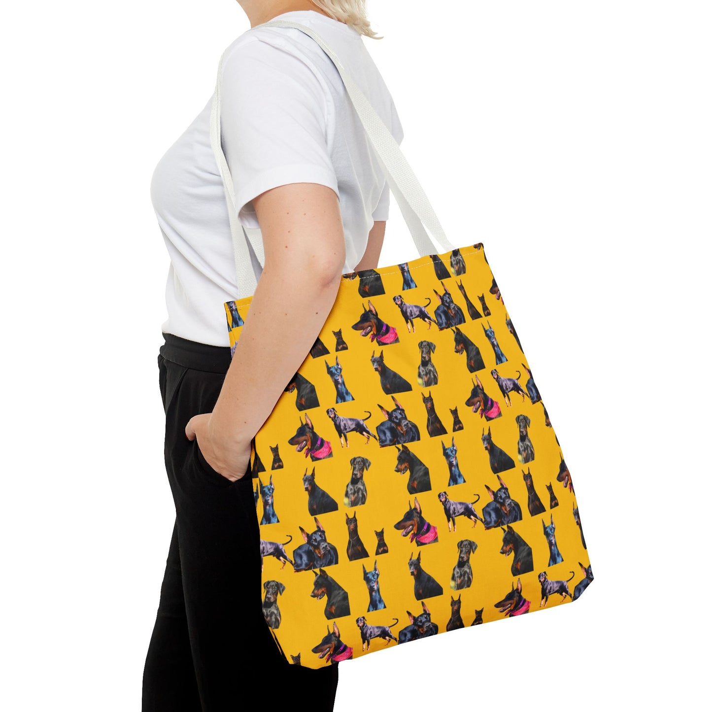 Edition 7 Doberman Model Pattern Yellow Tote Bag
