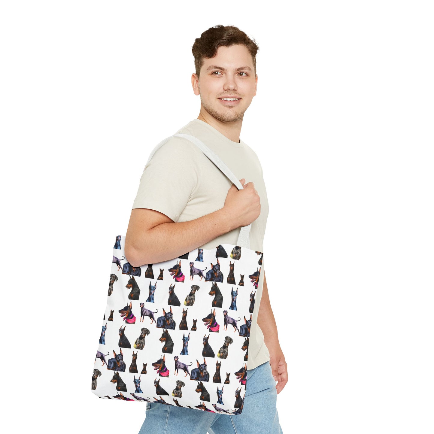 Edition 7 Doberman Model Pattern White Tote Bag