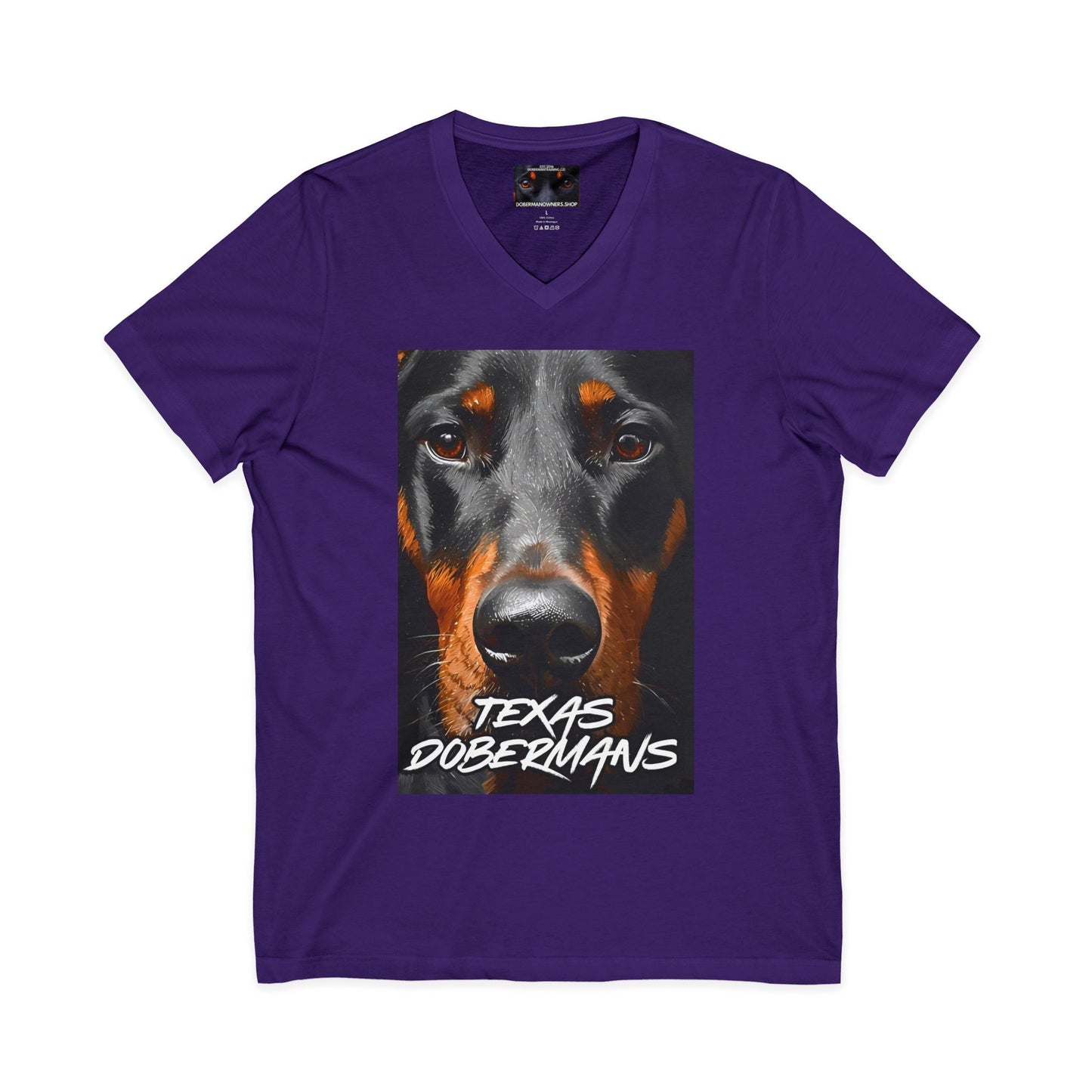 Doberman Texas 1 Private Label Unisex Jersey Short Sleeve V-Neck Tee