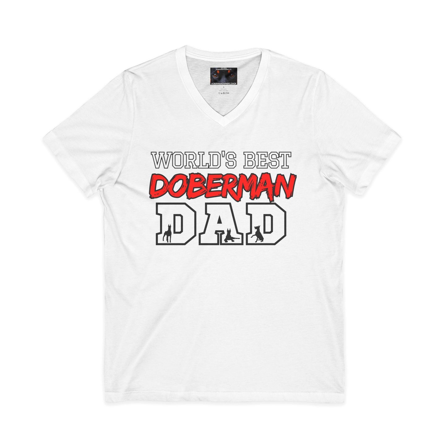 Doberman Dad S1 Private Label Unisex Jersey Short Sleeve V-Neck Tee