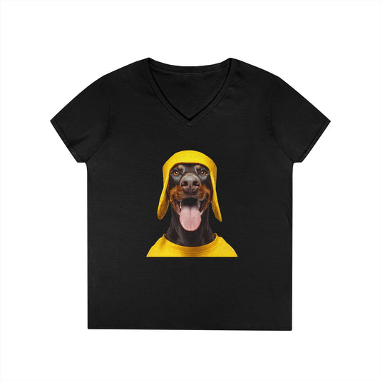Doberman 3 V-Neck Tee Shirt for Women
