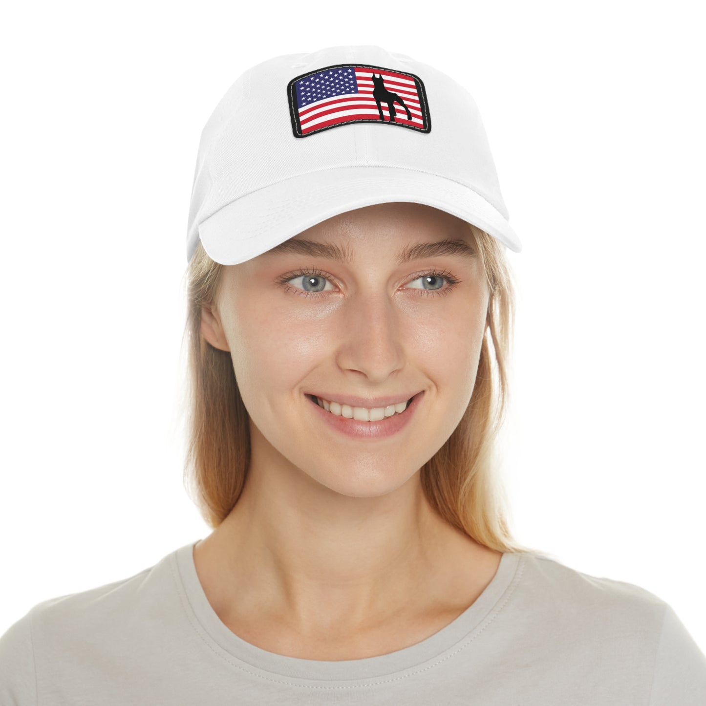 Doberman Protect USA 2 Dad Hat with Leather Patch (Rectangle)