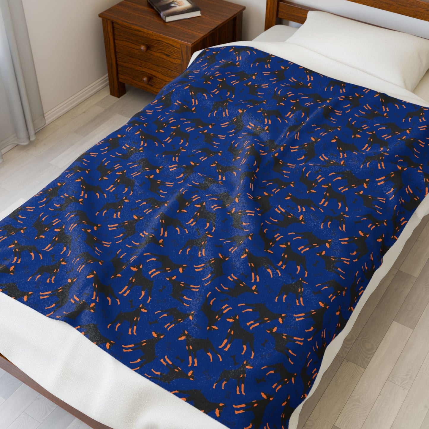 Blue AOP Velveteen Plush Blanket