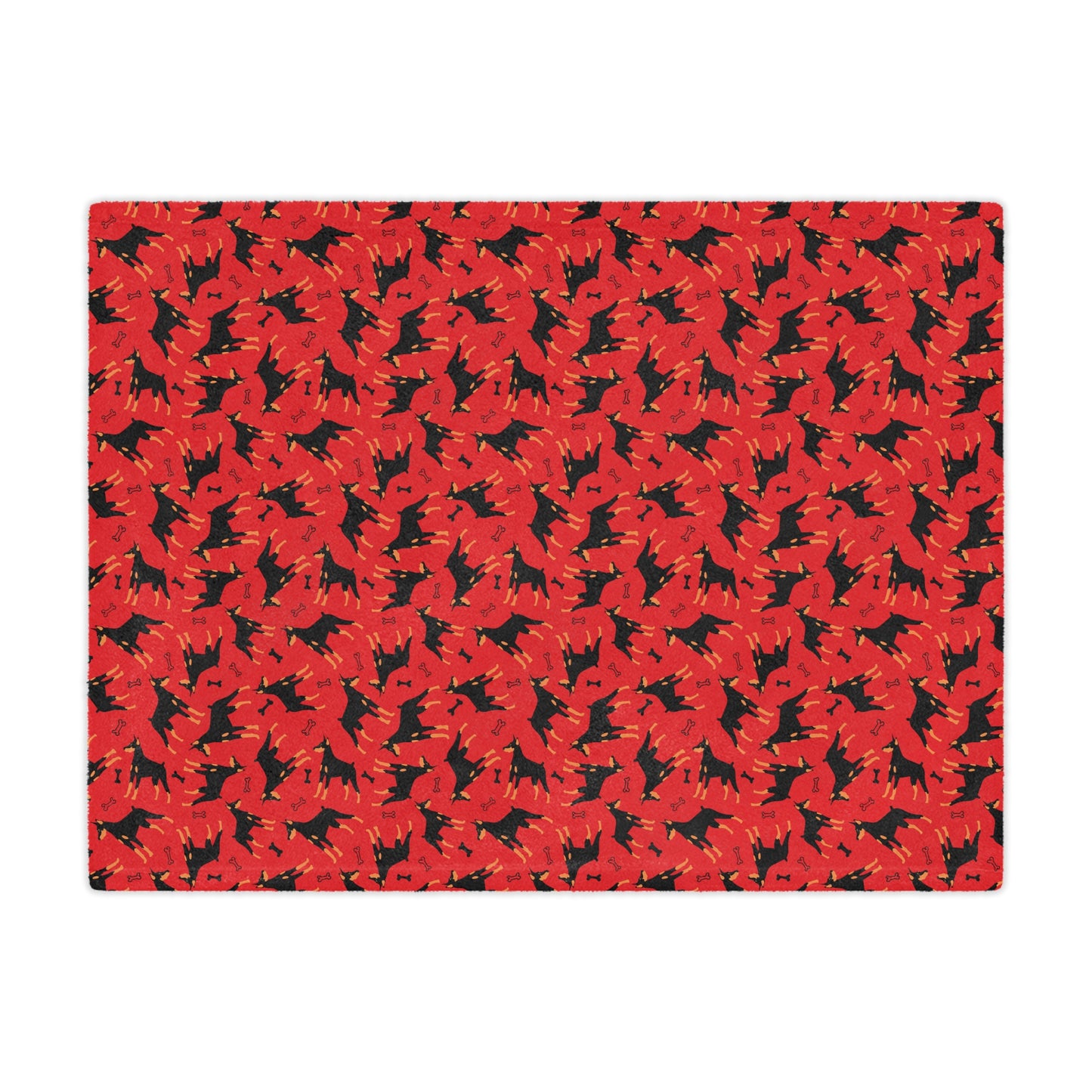 Red AOP Dobie 1 Minky Blanket, Soft Throw Blanket, Warm Plush Blanket