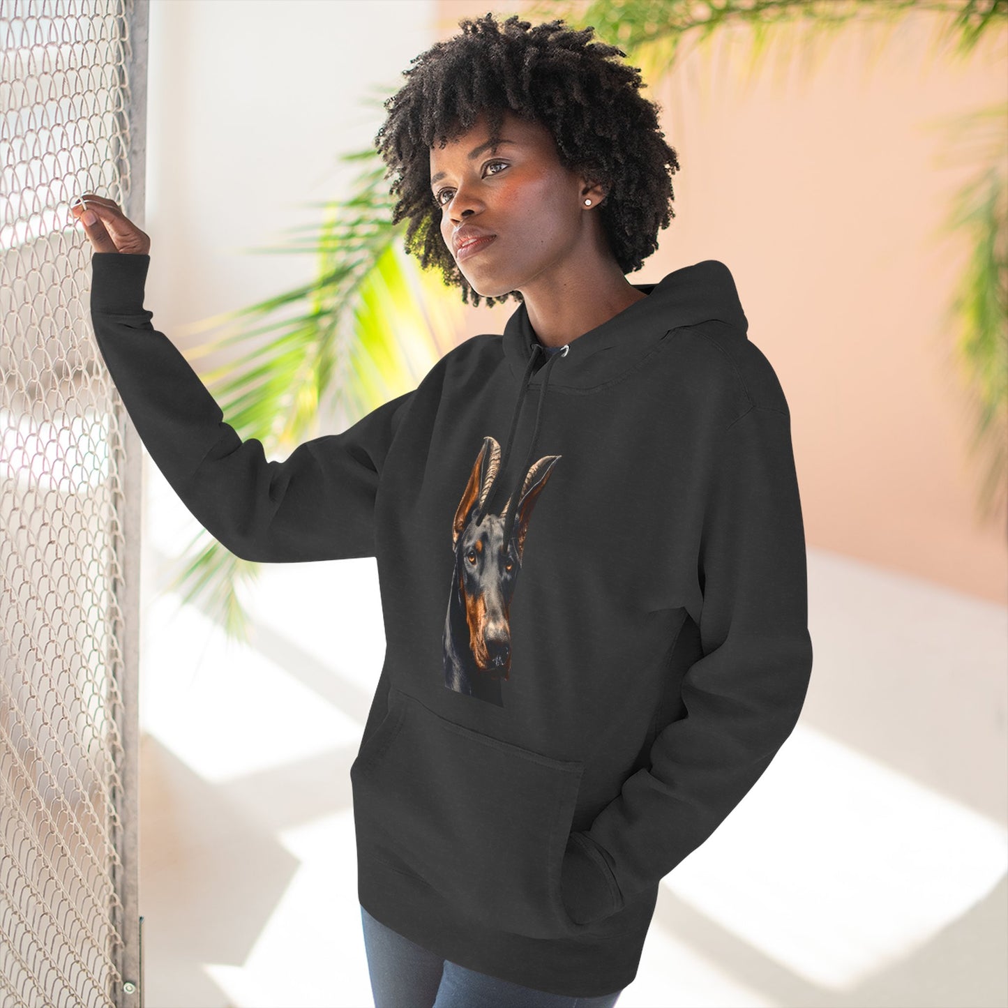 Doberman Goat 2 Fleece Hoodie