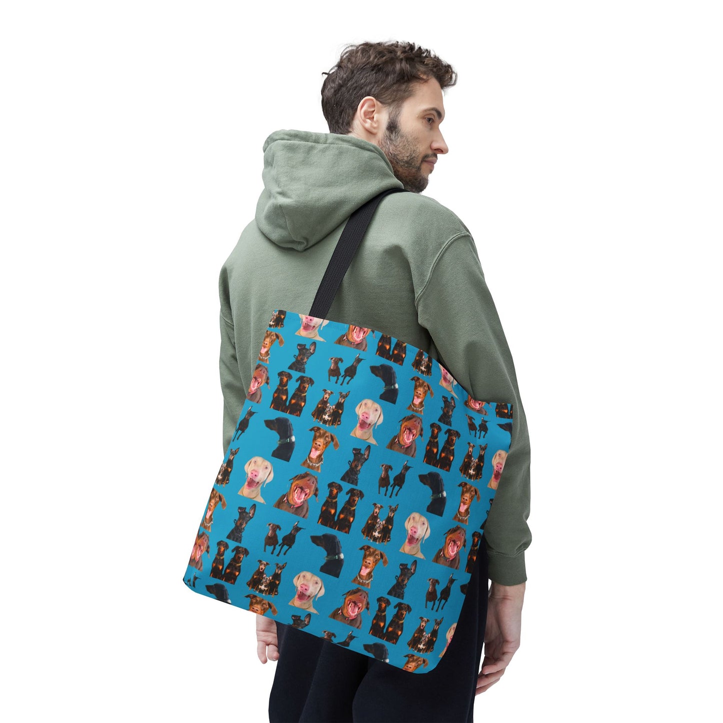 Edition 9 Doberman Model Pattern Turquoise Tote Bag