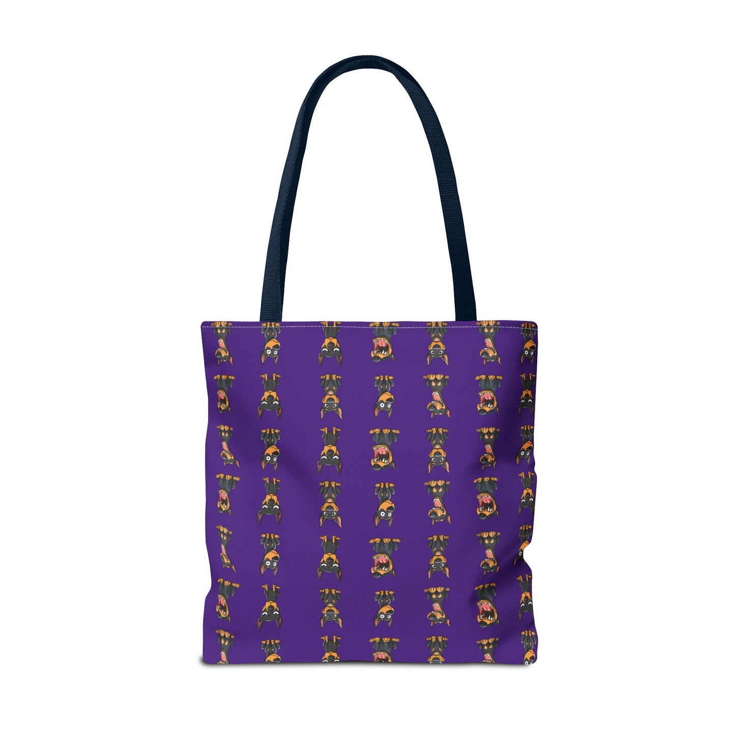 Doberman Cartoon Pattern Purple Tote Bag