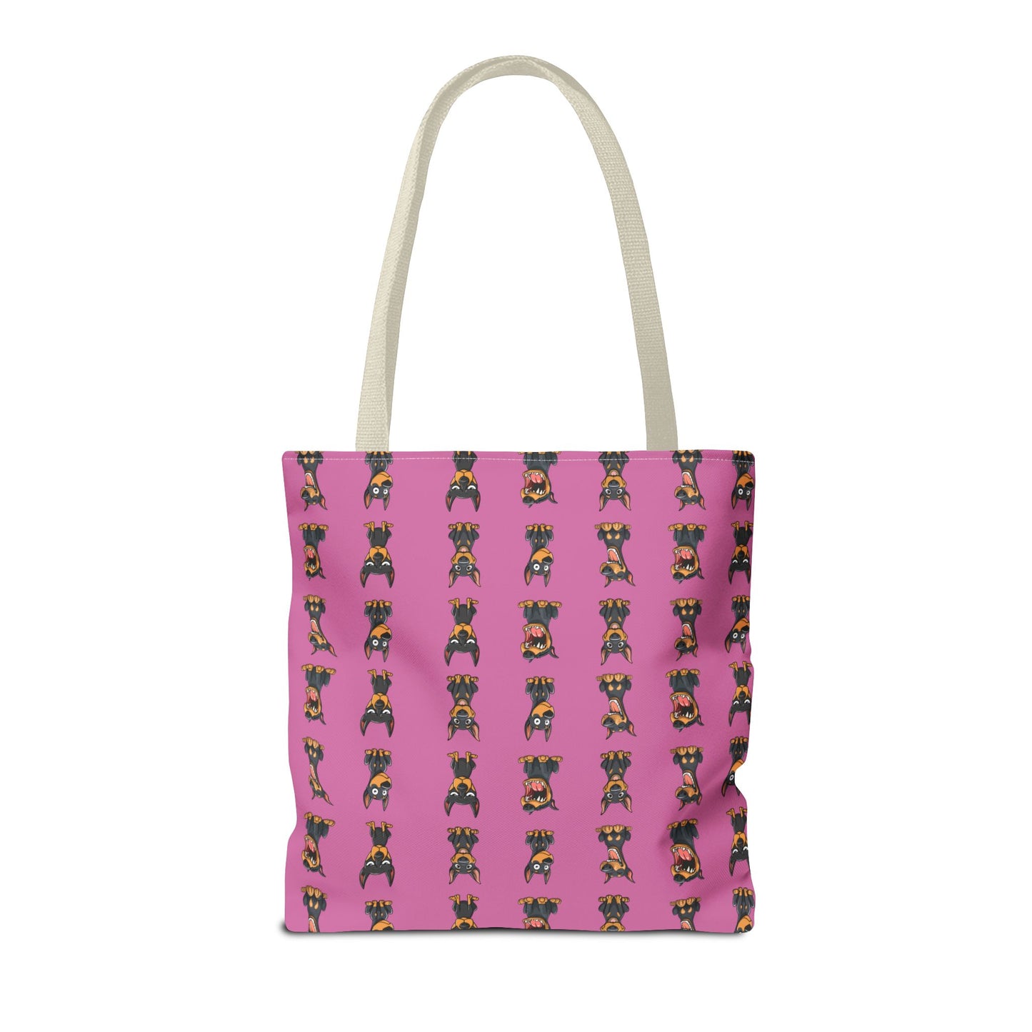 Doberman Cartoon Pattern Pink Tote Bag
