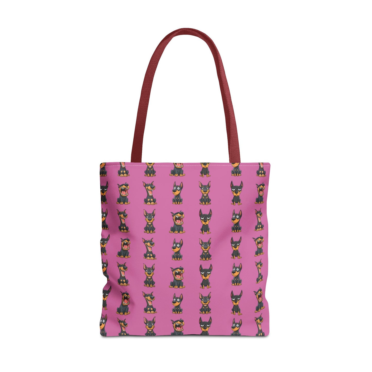Doberman Cartoon Pattern Pink Tote Bag