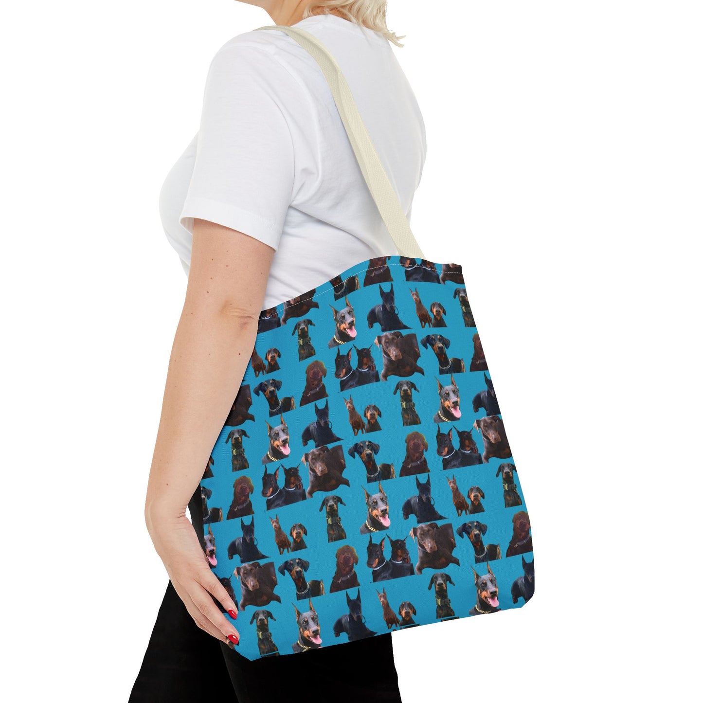 Edition 5 Doberman Model Pattern Turquoise Tote Bag
