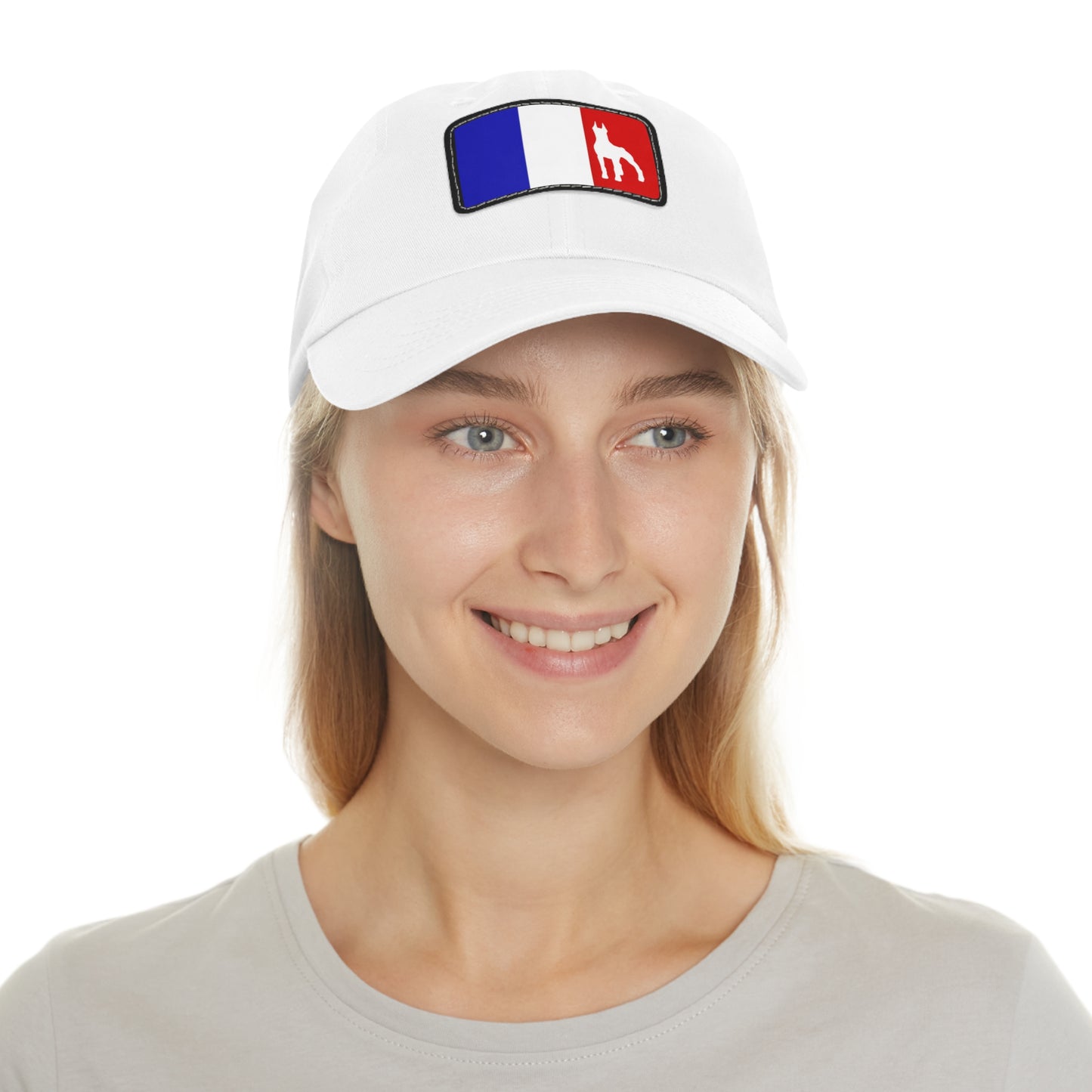 Doberman France Protect 1 Dad Hat with Leather Patch (Rectangle)