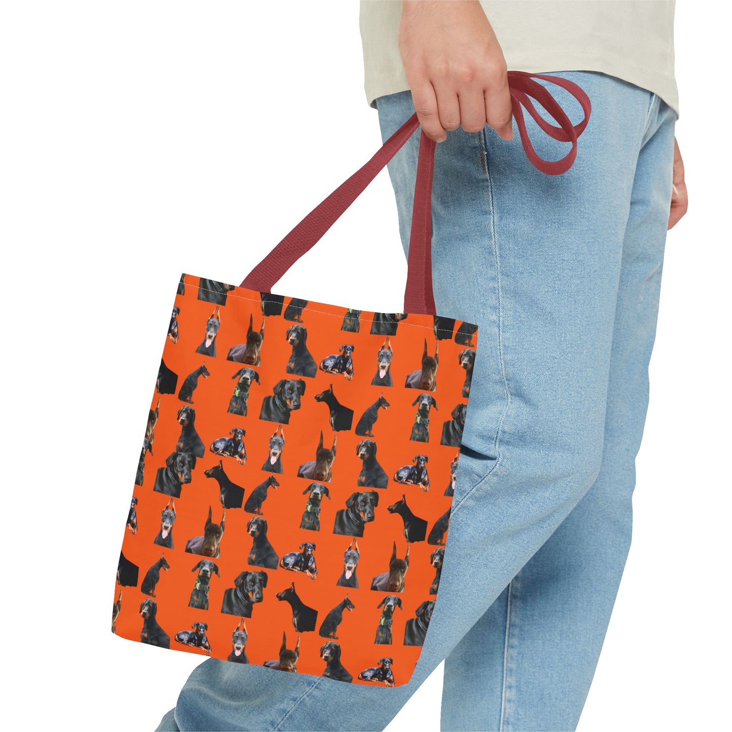 Edition 6 Doberman Model Pattern Orange Tote Bag