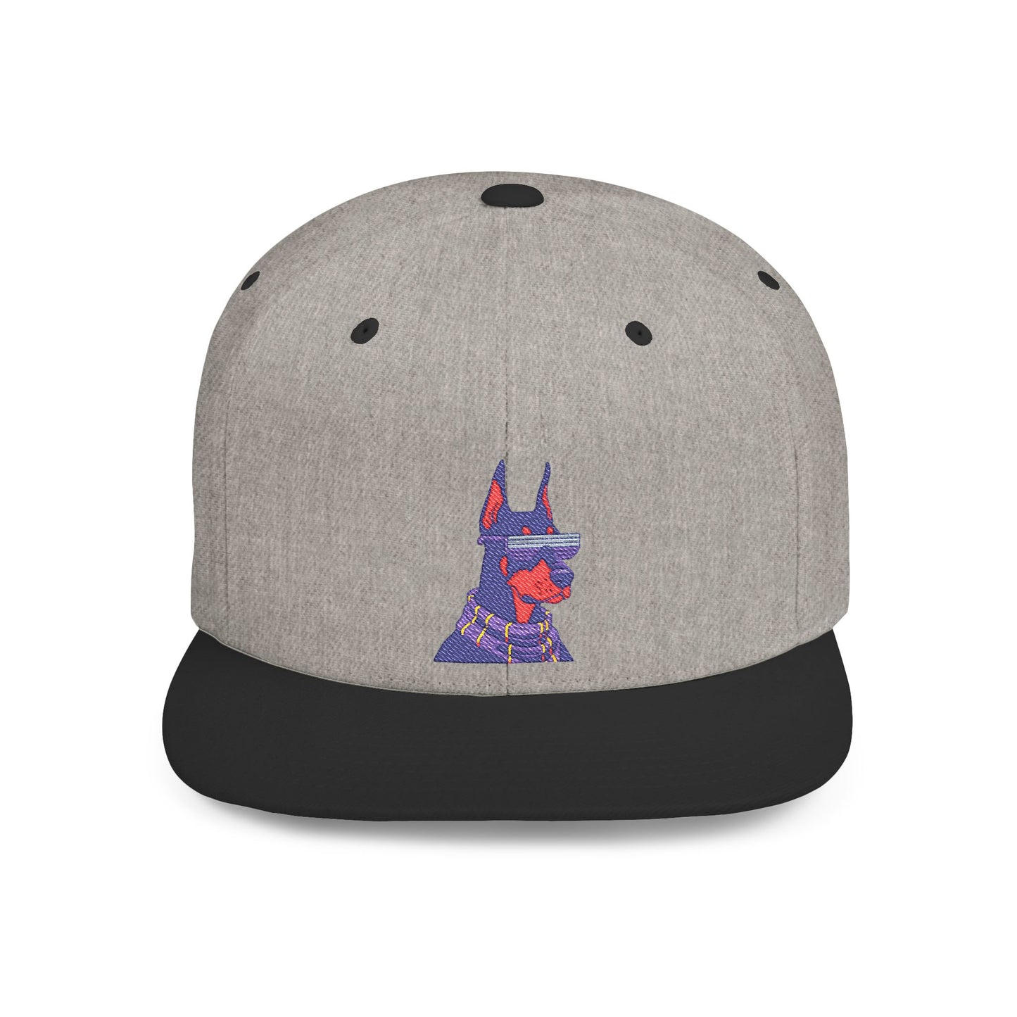 Doberman 2 Embroidered Flat Bill Snapback