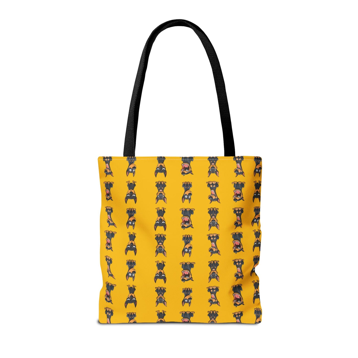 Doberman Cartoon Pattern Yellow Tote Bag