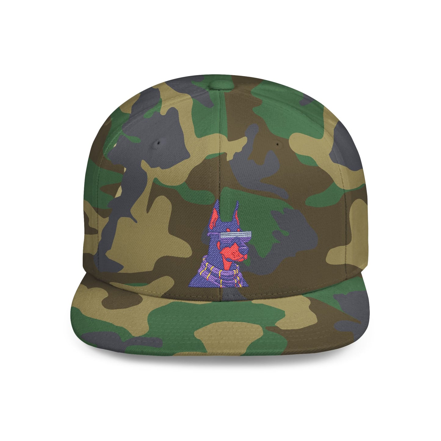 Doberman 2 Embroidered Flat Bill Snapback