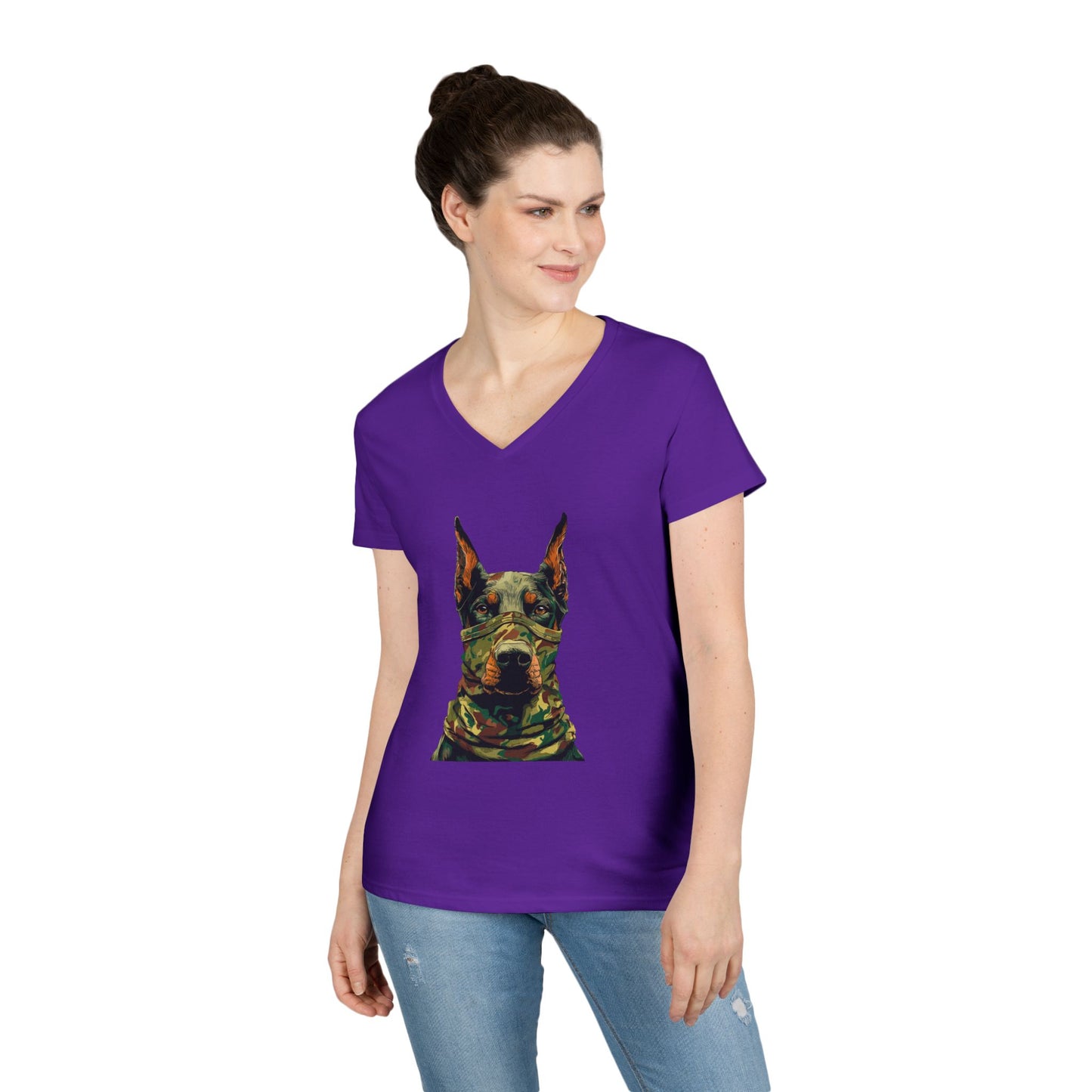Doberman 4 V-Neck Tee Shirt for Women