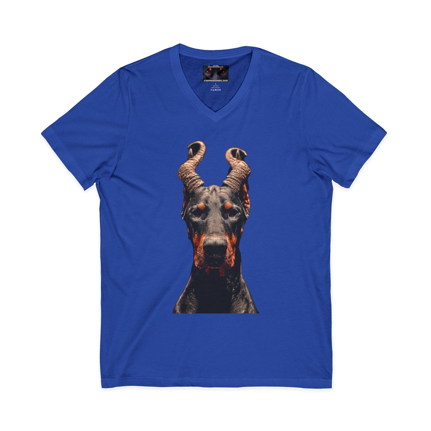 Doberman Goat 1 Private Label Unisex Jersey Short Sleeve V-Neck Tee